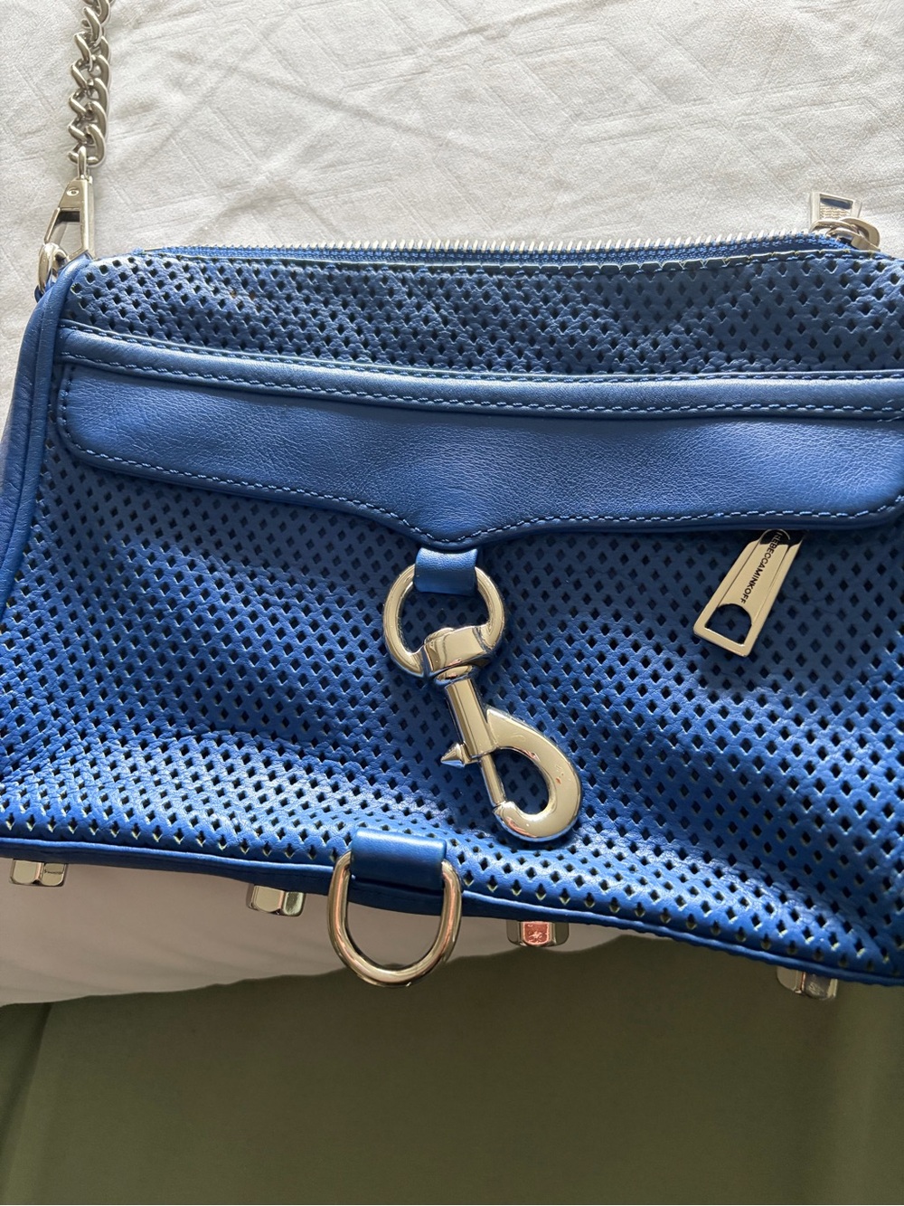 Rebecca Minkoff Blue Perforated Leather Mini MAC Shoulder Bag